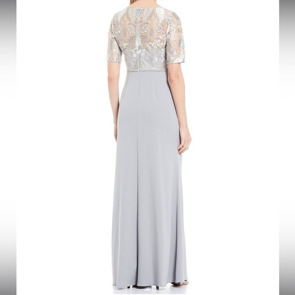 short lace sheath wedding dress LACE & TULLE SHORT SLEEVE WEDDING GOWN CDWL035 main image 1